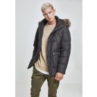 Férfi téli dzseki // Urban Classics Faux Fur Hooded Jacket black