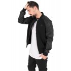 Férfi dzseki // Urban Classics Cotton Bomber Leather Imitation Sleeve Jacket blk/blk