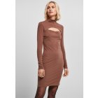 Női ruha // Urban Classics Ladies Stretch Jersey Cut-Out Turtleneck Dress bark